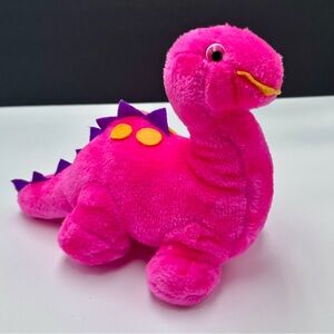 Vintage Neon Pink Dinosaur 11” Plush Stuffed Animal Superior Toy and Novelty